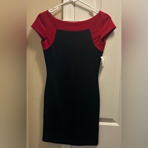 Red/Black Cap Sleeve Mini Dress